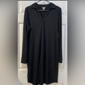 J Jill Long Sleeve Black 1/4 Button Pullover Stretch Dress Button Cuff Size S